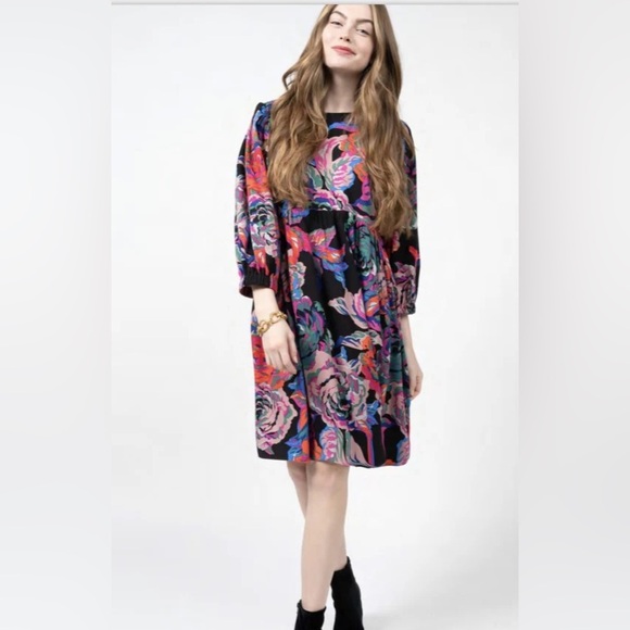 EUC Uncle Frank Floral Puff Sleeve Dress S/M - Picture 1 of 5